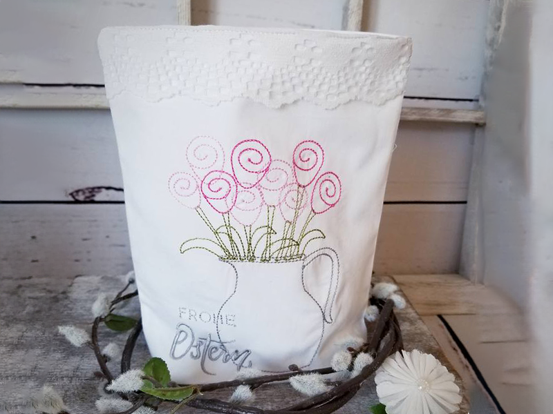 Blumenvase - doodle Stickdatei